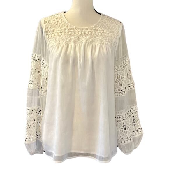 Lucky Brand Women's Sheer with Lace Blouse Size S - Picture 1 of 5